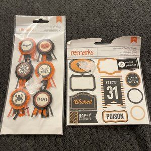 2 New Packs Of Remarks Halloween Stickers Packs Spiders Bats BV1